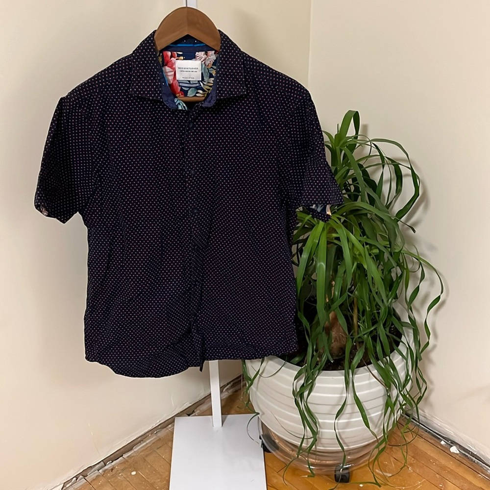Denim & Flower | Navy Button-Up Shirt M